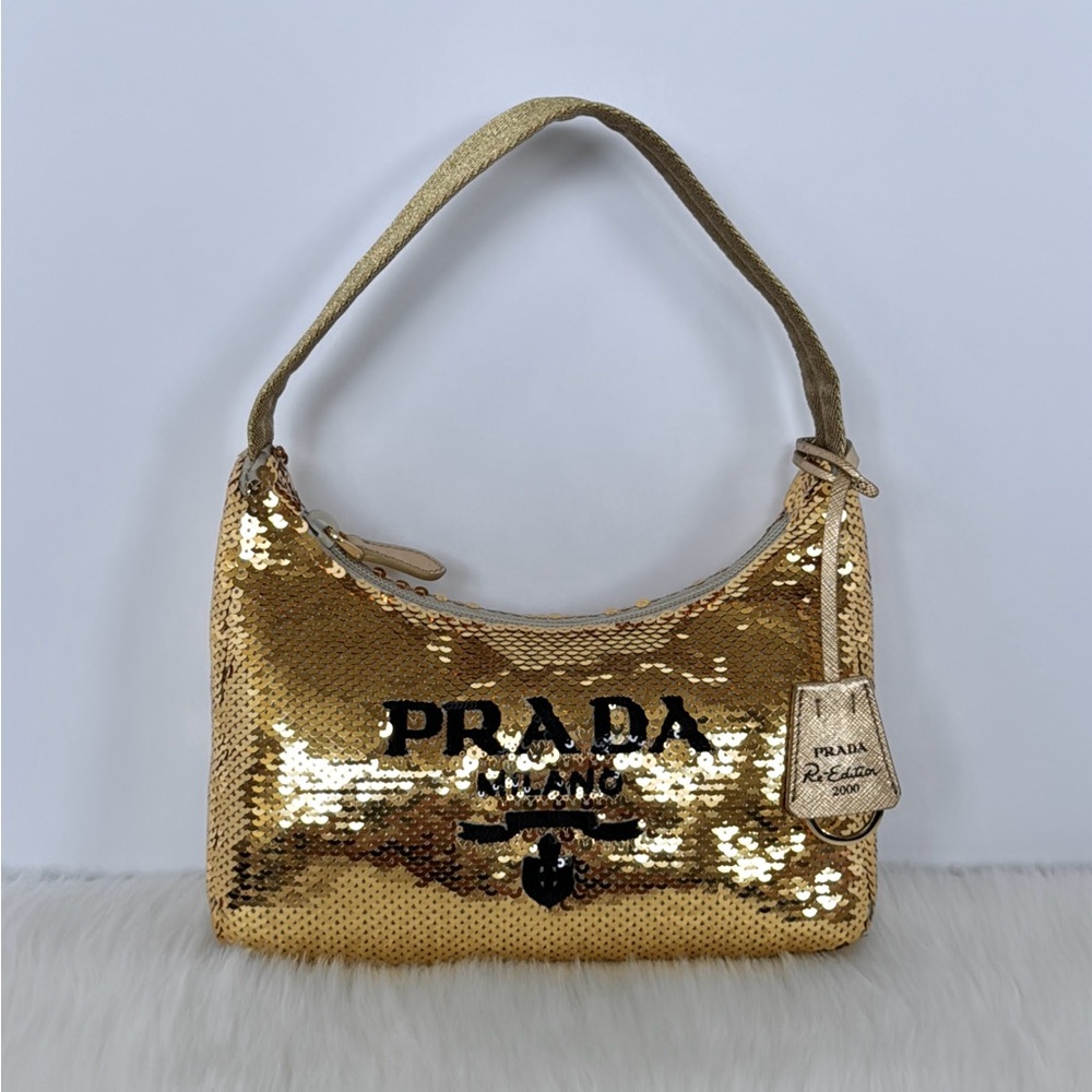 Prada Re-Edition 2000 Gold Sequins Bag